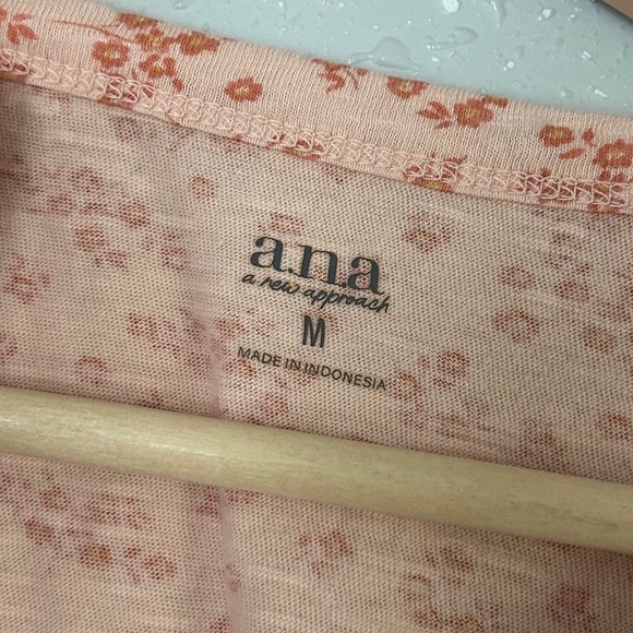 🦋 a.n.a Orange Floral Short Sleeve Tee Casual Summer Medium - Picture 2 of 6